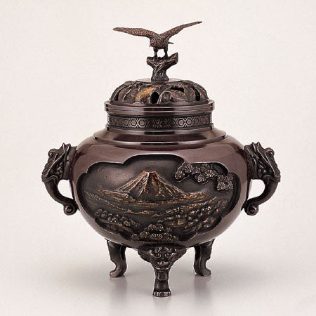 Takaoka Metalwork Auspicious 1Fujiyama 2Hawk 3Eggplant Incense Burner
