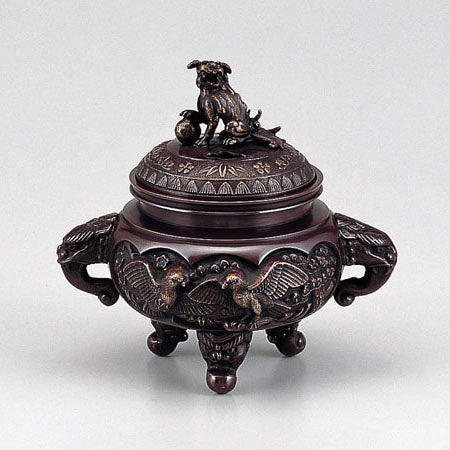 Takaoka Metalwork Good luck flower and bird Incense Burner