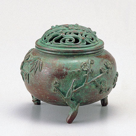 Takaoka Metalwork Tamagata Sanyu pattern Incense Burner