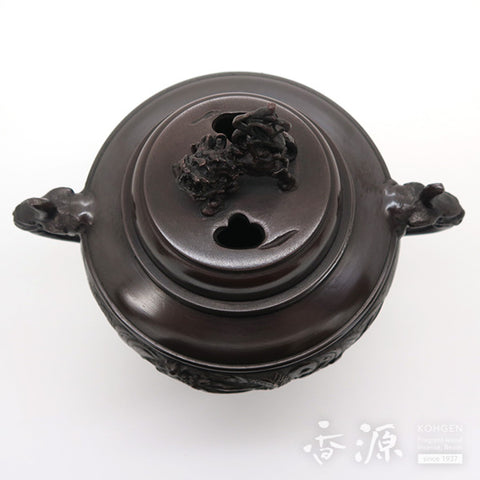 Takaoka Copperware Dragon Ground Crest Incense Burner, Small - Tokushoku Finish