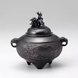 Iron bowl type landscape incense burner