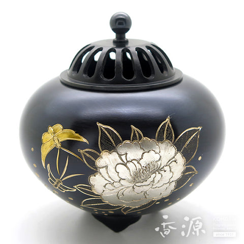 Takaoka Metalwork Incense Burner, peony