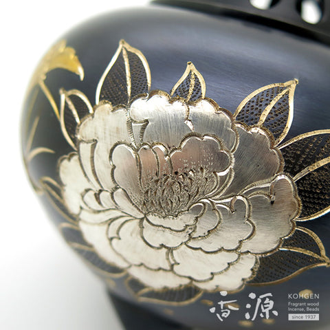 Takaoka Metalwork Incense Burner, peony