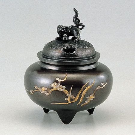 Lron bowl-shaped lion lid incense burner