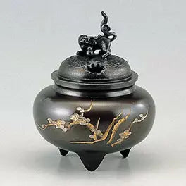 Lron bowl-shaped lion lid incense burner
