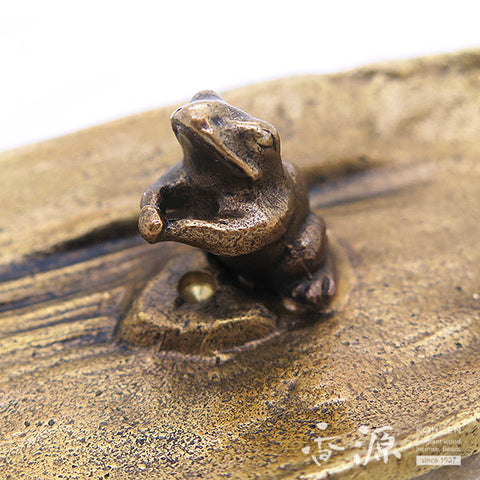 Takaoka Metalwork Frog Incense Holder, Frog on Bamboo (Large)