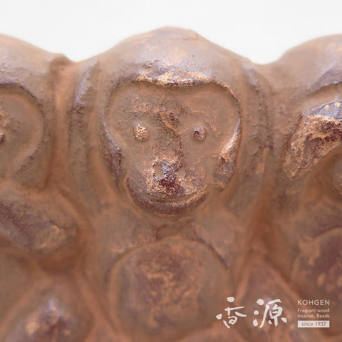 Takaoka Metalwork Inverted Incense Burner, Three Monkeys