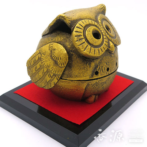 Takaoka Metalwork Owl Incense Burner, Gold