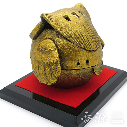 Takaoka Metalwork Owl Incense Burner, Gold
