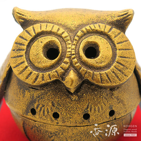 Takaoka Metalwork Owl Incense Burner, Gold