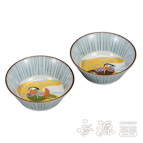 Kutani ware pair bowl