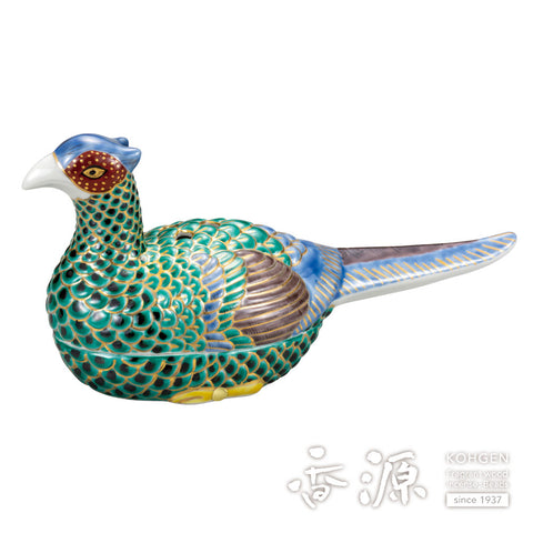 Kutani ware pheasant incense burner