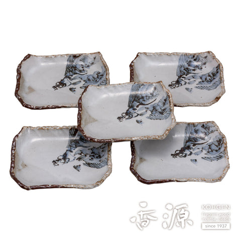 Kutani ware long square plates set