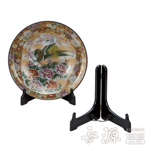 Kutani ware wooden plate stand