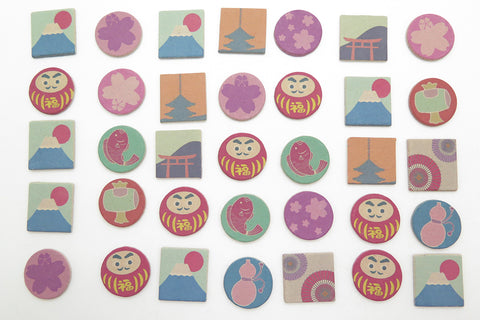 Kunjudo Pressed Incense, Japanese Pattern Prints, 7 Pieces