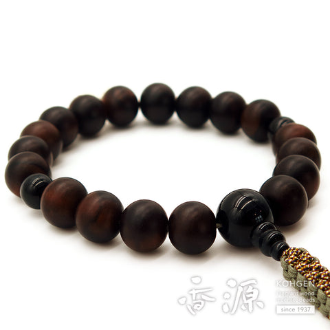 Men's Prayer Beads, Striped Ebony, 18 Beads, Blue Tiger's Eye Finish, String Tassel
