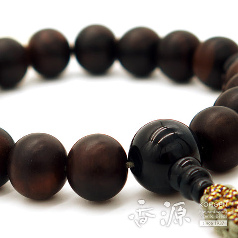 Men's Prayer Beads, Striped Ebony, 18 Beads, Blue Tiger's Eye Finish, String Tassel