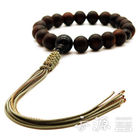 Men's Prayer Beads, Striped Ebony, 18 Beads, Blue Tiger's Eye Finish, String Tassel