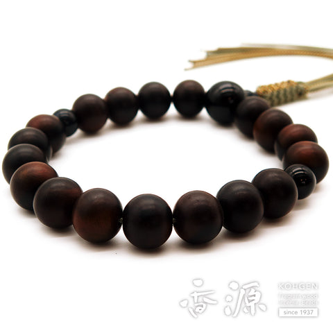 Men's Prayer Beads, Striped Ebony, 18 Beads, Blue Tiger's Eye Finish, String Tassel