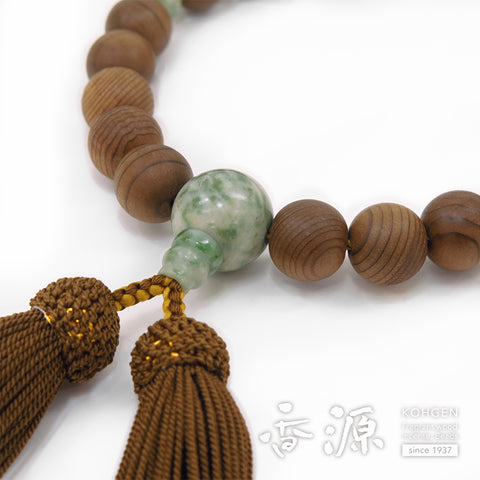 Men's prayer beads, Jindai cedar, Dushan jade finish