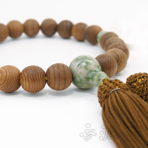 Men's prayer beads, Jindai cedar, Dushan jade finish