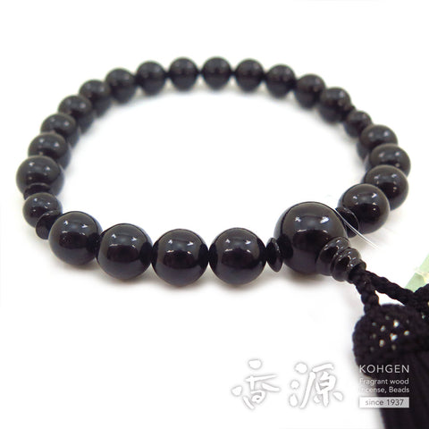 Men's prayer beads, jet, black onyx flat beads