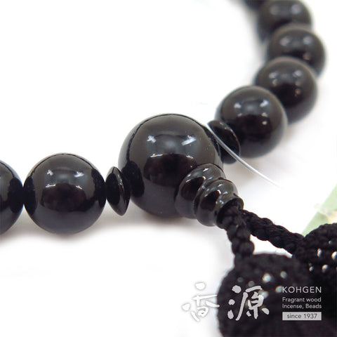 Men's prayer beads, jet, black onyx flat beads