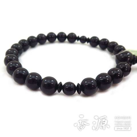 Men's prayer beads, jet, black onyx flat beads