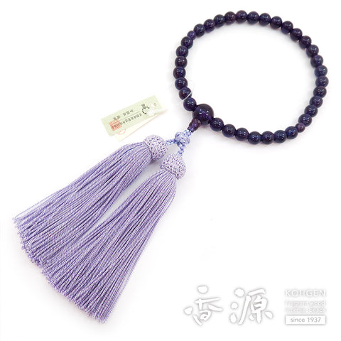 Women's Amethyst Prayer Beads, 8mm Bead, Wisteria Tassel