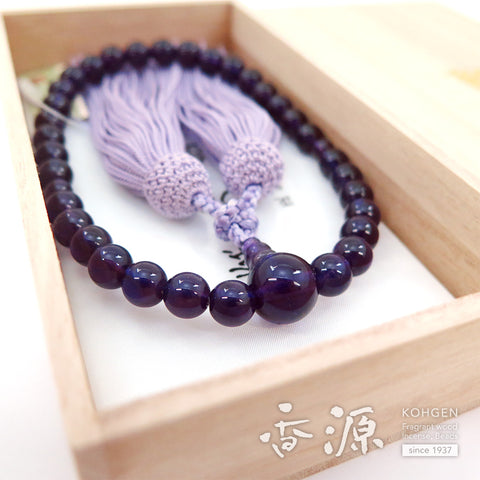 Women's Amethyst Prayer Beads, 8mm Bead, Wisteria Tassel