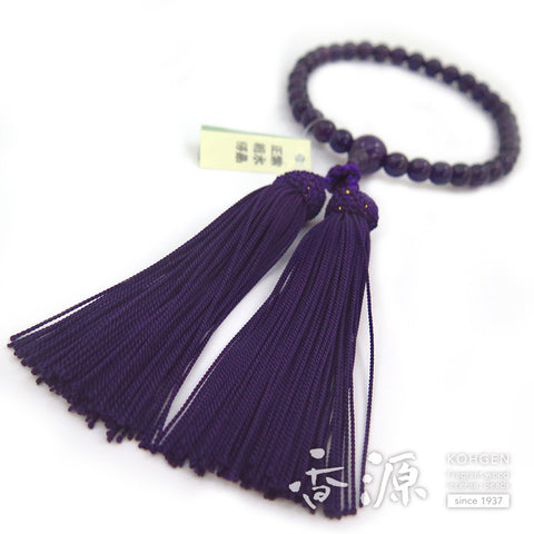 Women's Amethyst Prayer Beads, 8mm Bead, Iris Tassel