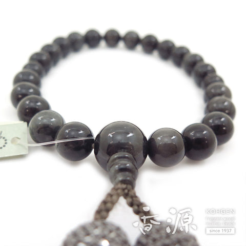 Men's prayer beads, grey cat's eye, 22 beads