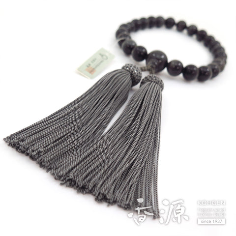 Men's prayer beads, grey cat's eye, 22 beads