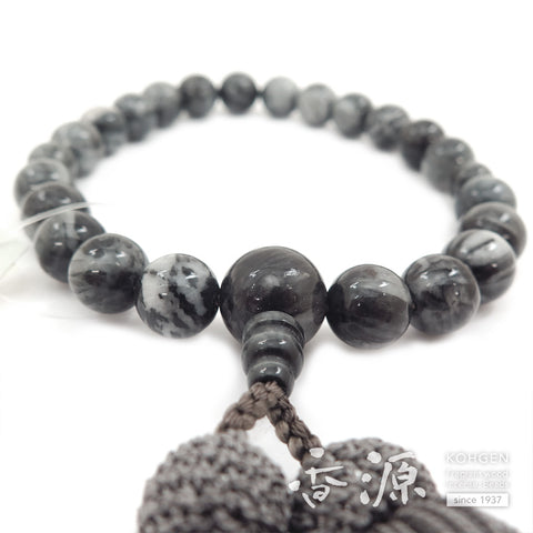 Men's prayer beads, grey cat's eye, 22 beads