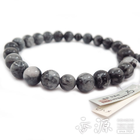 Men's prayer beads, grey cat's eye, 22 beads