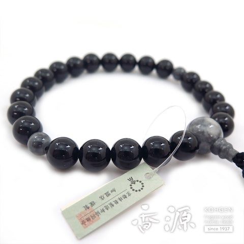 Men's prayer beads, black onyx, Burmese jade, item B