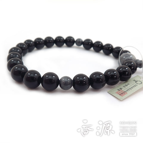 Men's prayer beads, black onyx, Burmese jade, item B