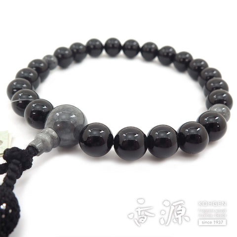 Men's prayer beads, black onyx, Burmese jade, item C