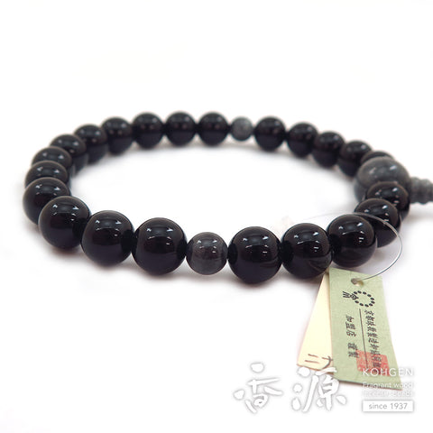 Men's prayer beads, black onyx, Burmese jade, item C